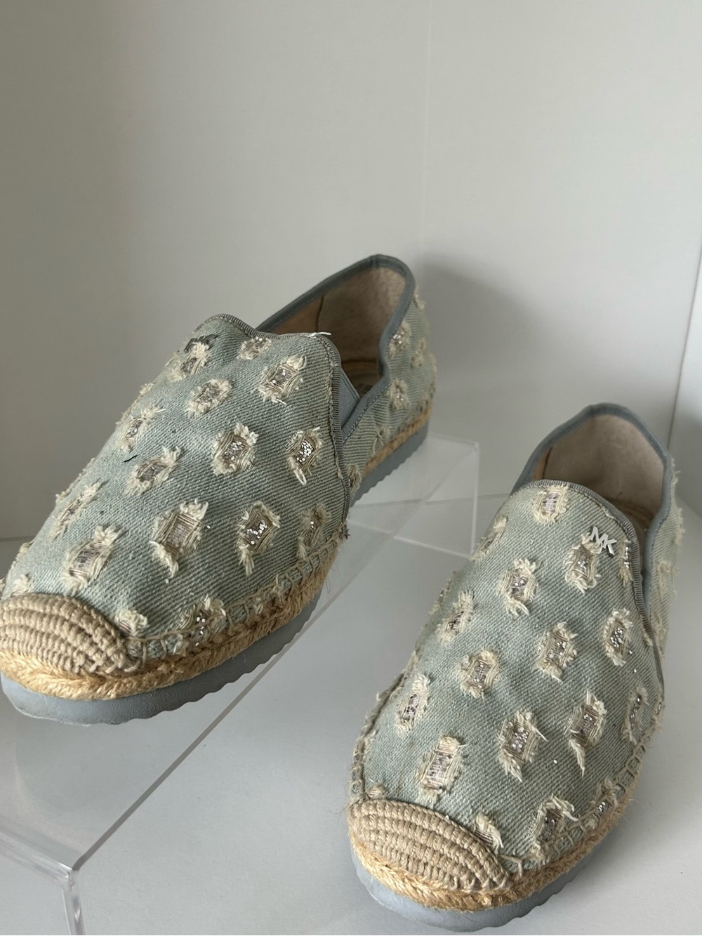 Michael Kors Denim Embroidered Canvas Espadrilles